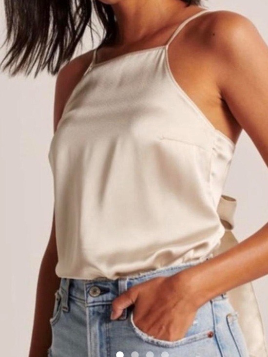 Abercrombie & Fitch Tops - Abercrombie Silk Bow Tie Back Bodysuit Champagne Women’s XL